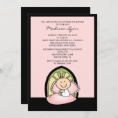 かわいい女の子バプテスマ《キリスト教》洗礼式や命名式の誘い 招待状 (正面/裏面)