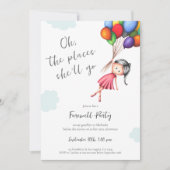 かわいい女の子バルーンさよなら 招待状 (正面)