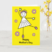 かわいい女の子バレエダンサー黄色い母の日 カード (黄色い花)