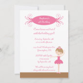 かわいい女の子バレリーナ誕生パーティーの招待 招待状 (正面)