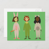 かわいい女の子パジャマフレンズテーマ ポストカード (正面/裏面)