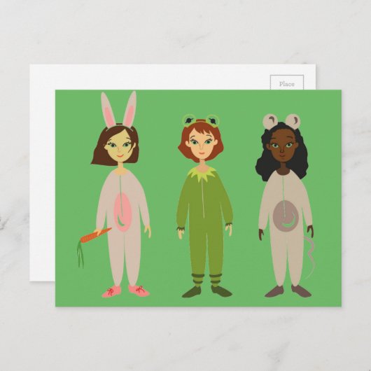 かわいい女の子パジャマフレンズテーマ ポストカード (正面/裏面)