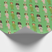 かわいい女の子パジャマフレンズテーマ ラッピングペーパー (角)