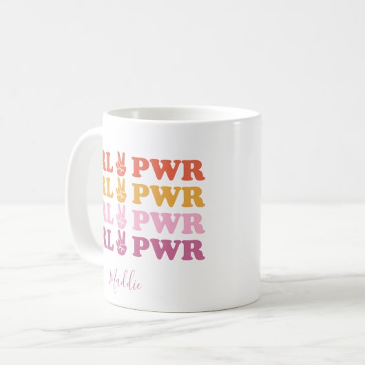 かわいい女の子パワーピースサイン コーヒーマグカップ (正面左)