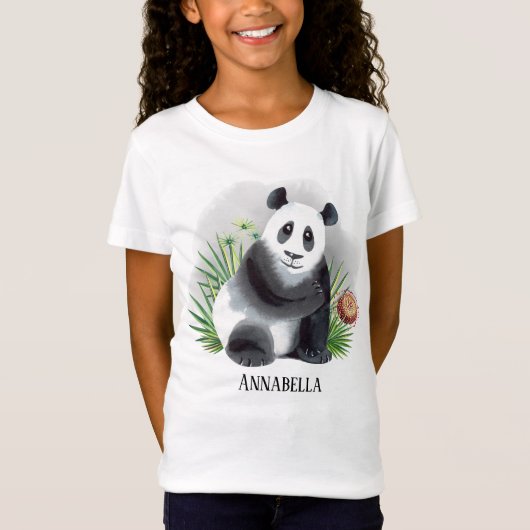 かわいい女の子パンダクマ好き名前の追加または削除 Tシャツ (正面)