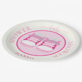 かわいい女の子ピンクのブーティベビーシャワー ペーパープレート (アングル)