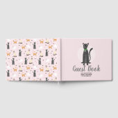 かわいい女の子ピンクの猫キャットマンガの赤ちゃんシャワー ゲストブック (全面)