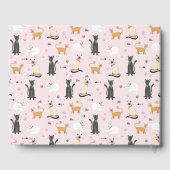 かわいい女の子ピンクの猫キャットマンガの赤ちゃんシャワー ゲストブック (裏面)