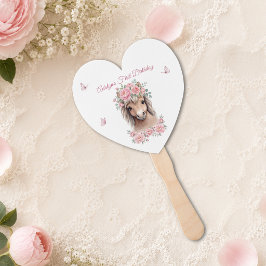 かわいい女の子ピンクの花柄の馬の1歳の誕生日 ハンドファン