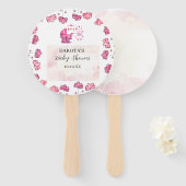 かわいい女の子ピンクの赤ちゃんイラストレーションシャワー ハンドファン (正面&裏面)