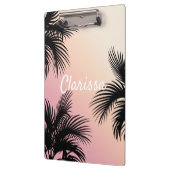 かわいい女の子ピンクの黄色い熱帯パグラデーションーム葉の クリップボード (左)