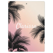 かわいい女の子ピンクの黄色い熱帯パグラデーションーム葉の クリップボード (裏面)