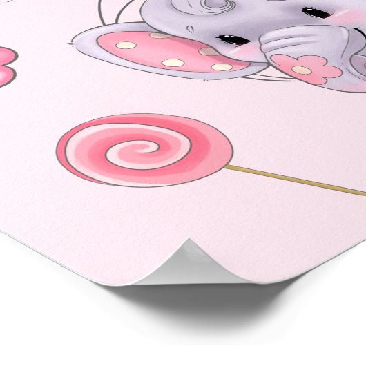 かわいい女の子ピンクゾウ賛美クリスチャンの名前 ポスター (角)