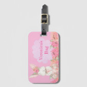 かわいい女の子ピンクバニーフローラキッズバケーション ラゲッジタグ (正面縦)