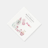 かわいい女の子ピンクパーティー子犬任意の年齢誕生日 スタンダードカクテルナプキン (角)