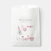 かわいい女の子ピンクパーティー子犬任意の年齢誕生日 フェイバーバッグ (正面)