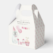 かわいい女の子ピンクパーティー子犬任意の年齢誕生日 フェイバーボックス (裏面サイド)