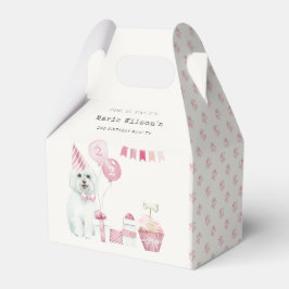 かわいい女の子ピンクパーティー子犬任意の年齢誕生日 フェイバーボックス