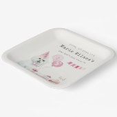 かわいい女の子ピンクパーティー子犬任意の年齢誕生日 ペーパープレート (傾斜あり)