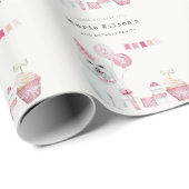 かわいい女の子ピンクパーティー子犬任意の年齢誕生日 ラッピングペーパー (ロールコーナー)