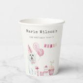 かわいい女の子ピンクパーティー子犬任意の年齢誕生日 紙コップ (裏面)