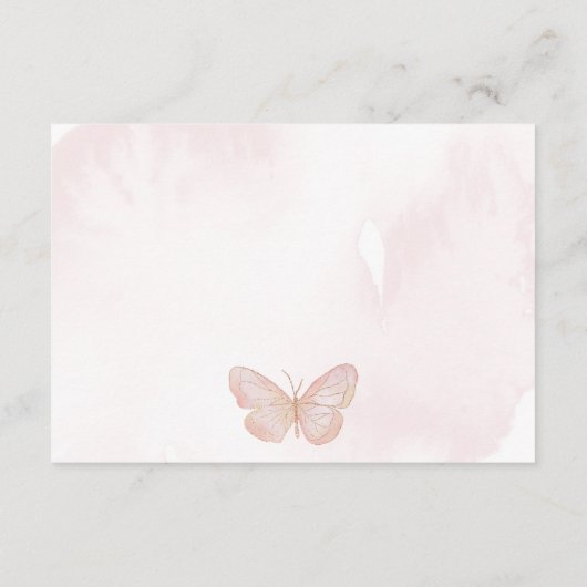かわいい女の子ピンク小さな蝶が本を持ってくる エンクロージャーカード (裏面)