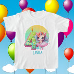 かわいい女の子ファンタジーユニコーン4th Birthday Tシャツ<br><div class="desc">かわいい女の子ファンタジーユニコーン4th誕生日Tシャツ</div>
