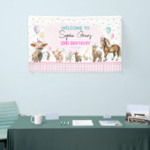 かわいい女の子ファーム動物バルーン誕生日パーティー 横断幕 (トレードショー)