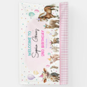 かわいい女の子ファーム動物バルーン誕生日パーティー 横断幕 (縦)