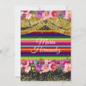 かわいい女の子フィエスタブラックメキシコチャラXVアノスインビ 招待状 (裏面)