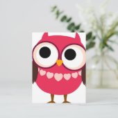 かわいい女の子フクロウとハートネックレス ポストカード (スタンド正面)