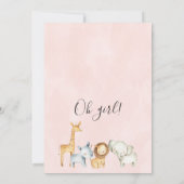 かわいい女の子フローラサファリ動物ベビーシャワー 招待状 (裏面)