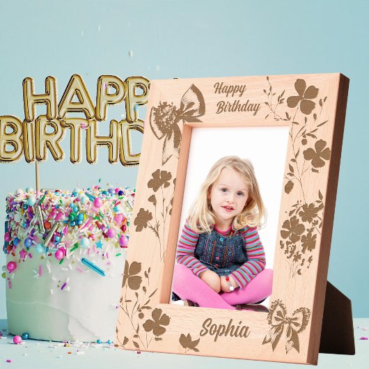 かわいい女の子フローラ弓誕生日ギフトレーザーフォト レーザー彫刻フレーム