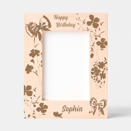 かわいい女の子フローラ弓誕生日ギフトレーザーフォト レーザー彫刻フレーム (正面)