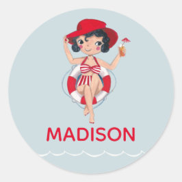 かわいい女の子プールパーティー名 ラウンドシール