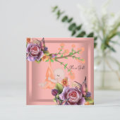 かわいい女の子ベビーシャワーガールコーラルピーチ 招待状 (スタンド正面)