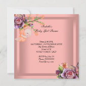 かわいい女の子ベビーシャワーガールコーラルピーチ 招待状 (裏面)