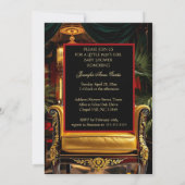 かわいい女の子ベビーシャワー1920sレッドアートデコ 招待状 (裏面)