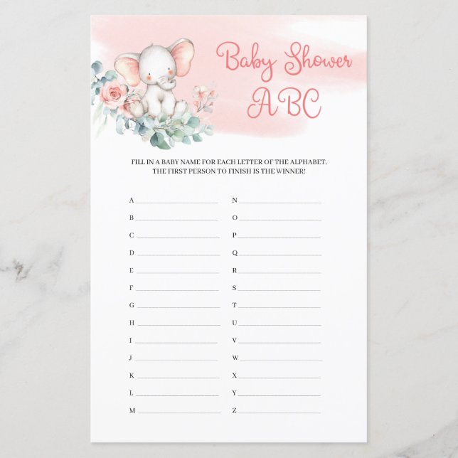 かわいい女の子ベビーゾウeucalyptus赤ちゃんシャワーABC (正面)