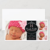 かわいい女の子ベビーフォトモノグラム誕生のお知らせ 案内状 (正面/裏面)