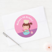 かわいい女の子ベーキングシェフバースデーパーティー装飾 ラウンドシール (封筒)