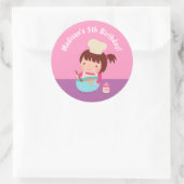 かわいい女の子ベーキングシェフバースデーパーティー装飾 ラウンドシール (バッグ)