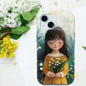 かわいい女の子ホールディングリリーオブザバレー誕生花 Case-Mate iPhoneケース