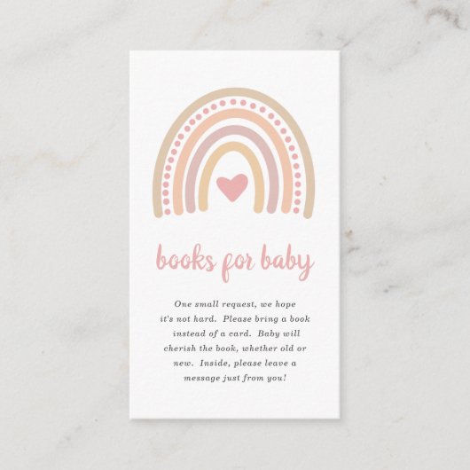 かわいい女の子ボホ虹の本ベビー赤ちゃんシャワー エンクロージャーカード (正面)