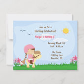 かわいい女の子ポニーに乗って～馬誕生日 招待状 (正面)