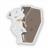 かわいい女の子ママ棺ハロウィーンデザイン シール (正面)