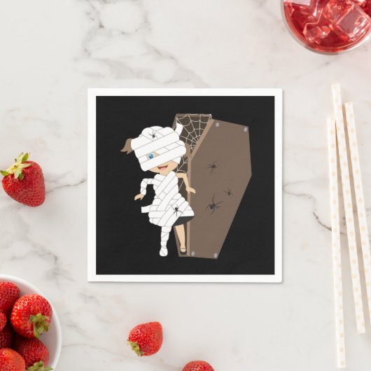 かわいい女の子ママ棺ハロウィーンデザイン スタンダードカクテルナプキン (インサイチュ)