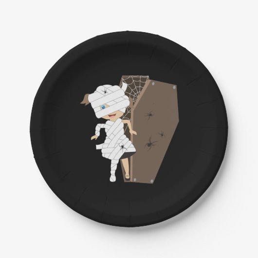 かわいい女の子ママ棺ハロウィーンデザイン ペーパープレート (正面)