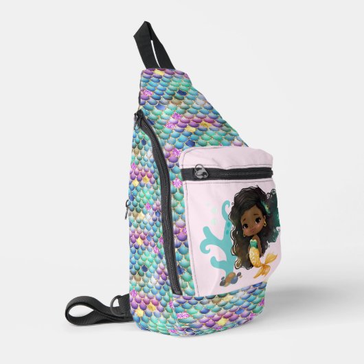 かわいい女の子マーメイドファンタジー追加の名前スリングバッグ スリングバッグ (左コーナー)