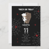 かわいい女の子ミイラ棺ガールハロウィーン誕生日 招待状 (正面)